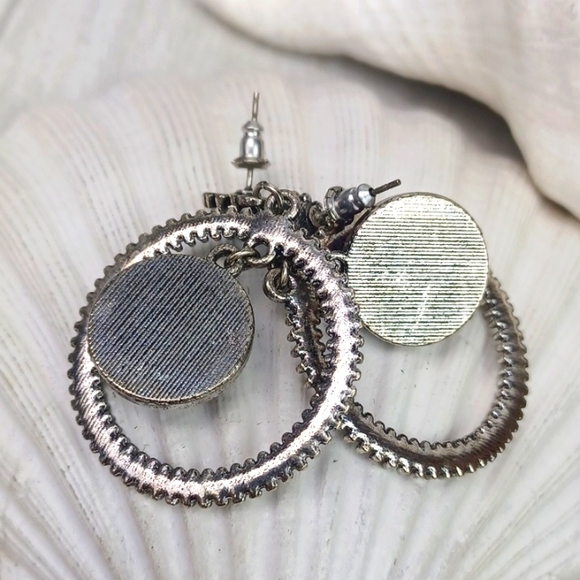 ♥️BUNDLE ONLY♥️ Purple & Turquoise Faux Stone Silver Tone Boho Dangling Earrings - Picture 5 of 6